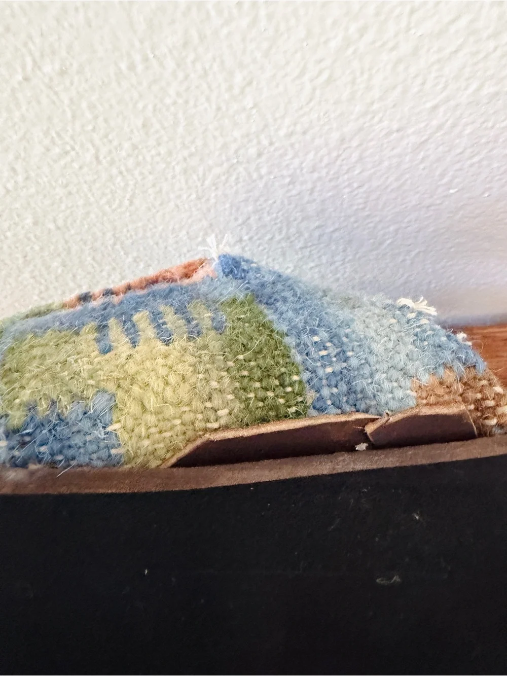 Free People Astrid Platform Mule in Blue Tweed Motif - Slides